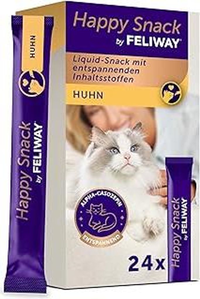 FELIWAY Happy Snack by, Huhn Geschmack, leckerer, beruhigender Leckerbissen, 24 cremige Snacksticks - Hilft Katzen, Sich enspannter zu fühlen, Ent...