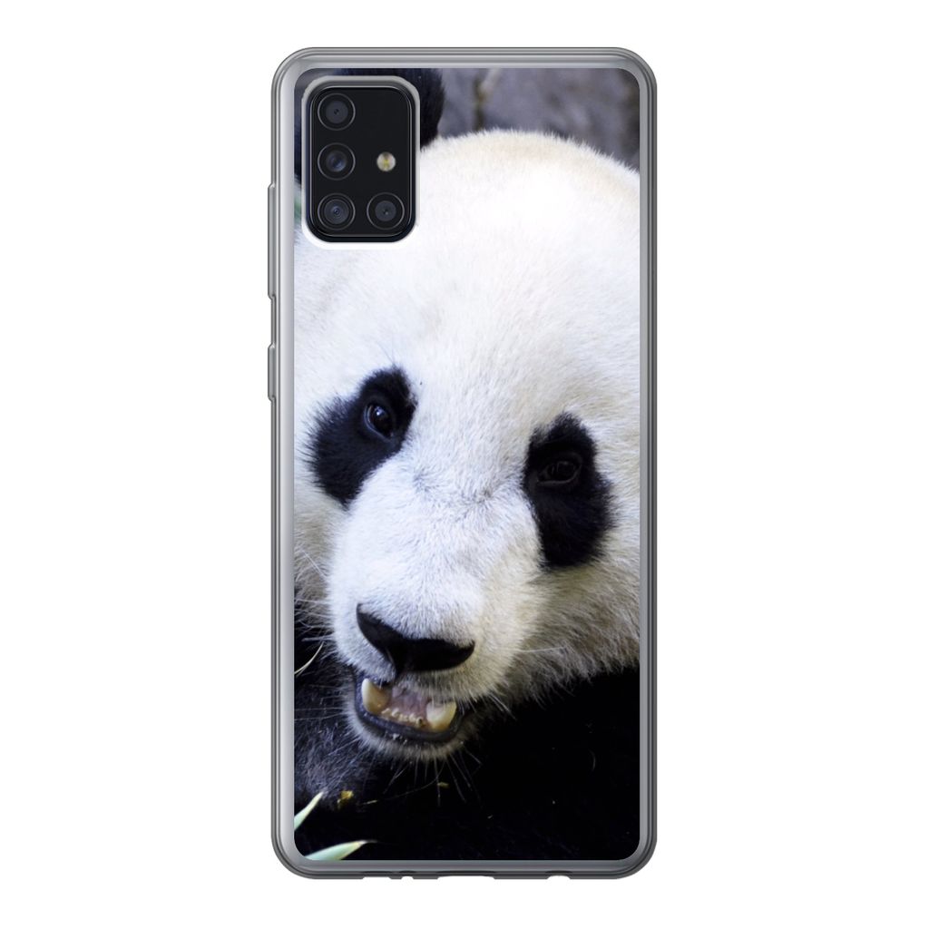 MuchoWow Handyhülle Schutzhülle Hülle für Samsung Galaxy A52 5G Panda - Tier - Blätter Silikon Softcase Handy Hülle - Umschlag