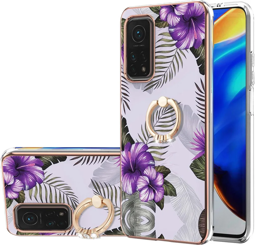 HAOYE Cover per Xiaomi Redmi Note 10 Pro, Design Galvanico Elegante Silicone Morbido TPU Bumper Flessibile Gel Ultra Sottile Antiurto Custodia con 360° Anello Supporto, Grigio