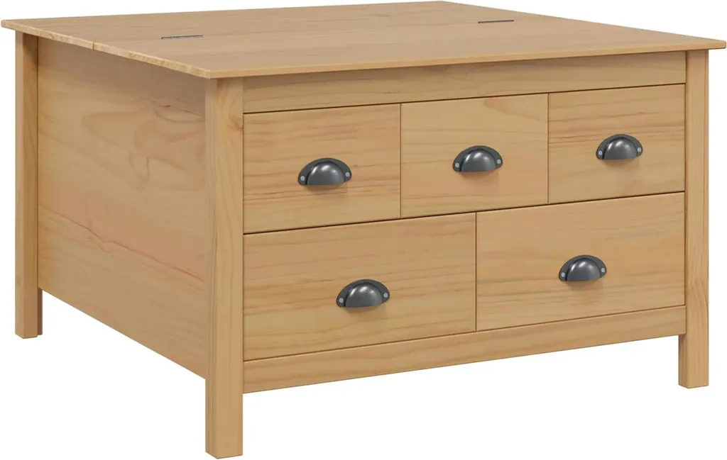 Table basse HILL Marron miel idéale pour le rangement du salon 80cm