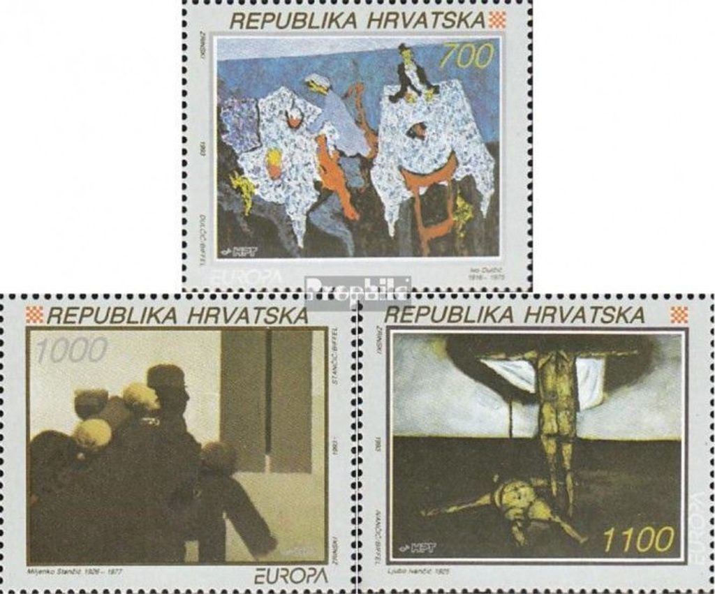 Briefmarken Kroatien 1993 Mi 240-242 (kompl.Ausg.) gestempelt Zeitgenössische Kunst