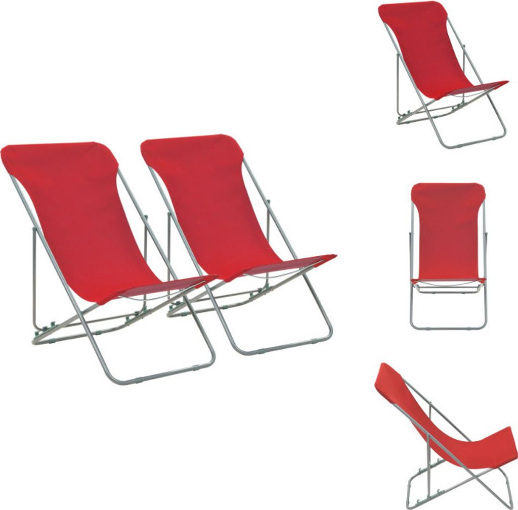 vidaXL Klappbare Strandstühle 2 Stk. Stahl und Oxford-Gewebe Rot - Gartenstühle