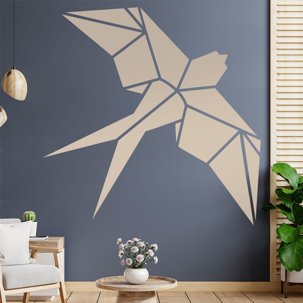 Papierfalten Vogel M2 Wandtattoo Wandaufkleber Wall Sticker - Dekoration, Küche, Wohnzimmer, Schlafzimmer, Badezimmer