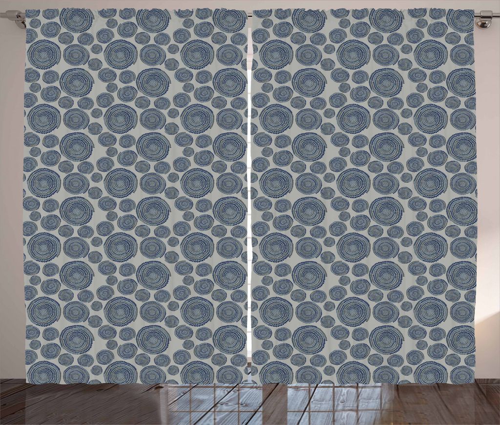 ABAKUHAUS Grau Blau Rustikaler Vorhang, Ethnische gewundene Punkte, Wohnzimmer Universalband Gardinen mit Schlaufen und Haken, 280 x 225 cm, Mehrfa...