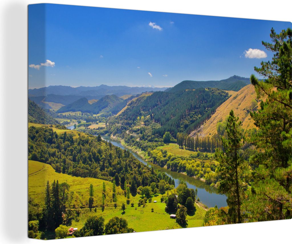 OneMillionCanvasses - Leinwandbilder - 140x90 cm, Blick über den Whanganui National Park in Neuseeland, Wandbilder Kunstdruck Wanddekoration - F...
