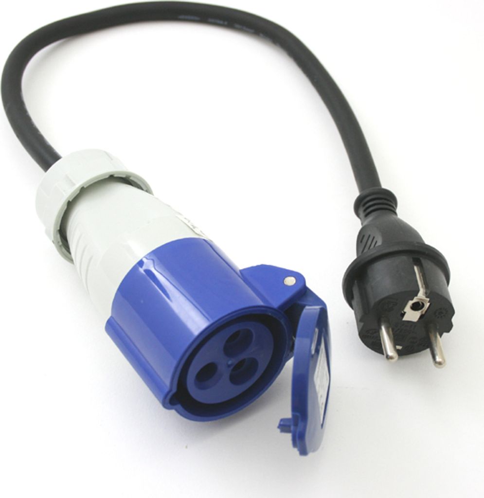 Adapterkabel Adaper von Schuko auf CEE Kupplung Wohnwagen Wohnmobil Caravan Boot 230V 3x 1,5 mm² 60 cm (PA)