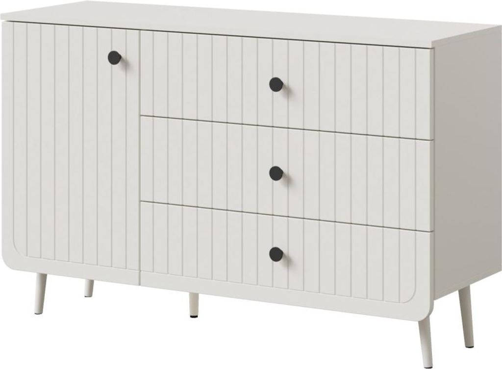 Kommode mit Schubladen Chloe 1D3S 120 Weiß (schwarzer oder goldener Griff)