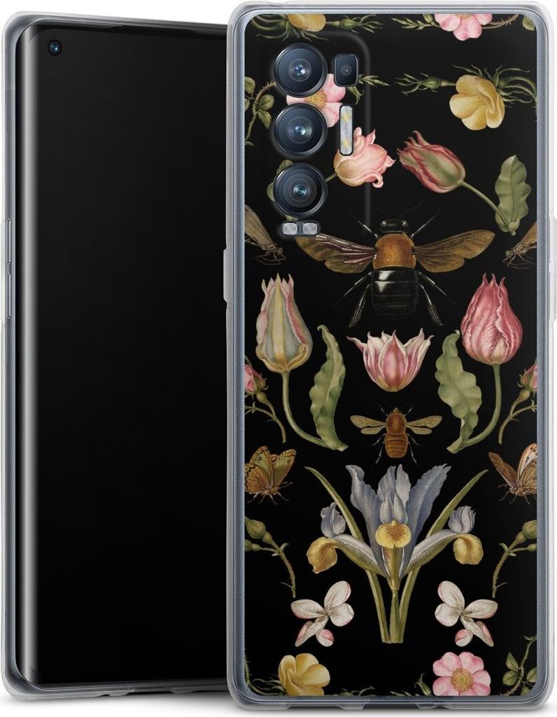 DeinDesign Handyhülle für Oppo Find X3 Neo Silikon Hülle Case Smartphone Schutzhülle Biene Blumenkranz Blüte