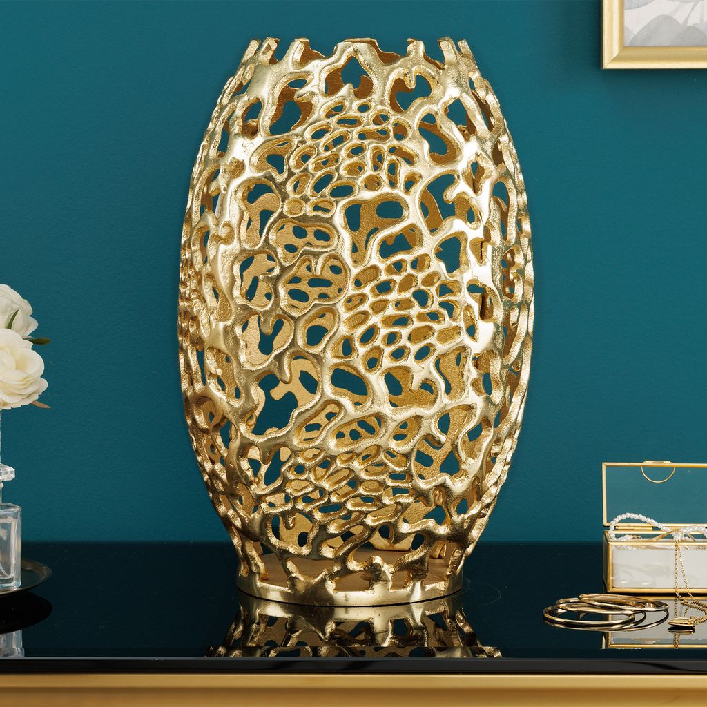riess-ambiente Filigrane Design Vase ABSTRACT LEAF gold Produktbild 1