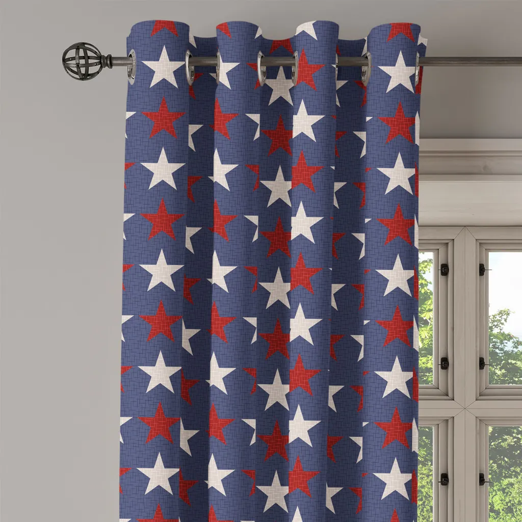 ABAKUHAUS Tenda con occhielli Primitive Land, stelle simmetriche Stati Uniti Independence Freedom Theme Print, tende decorative a 2 pannelli, 280 cm x 225 cm, blu scuro bianco rubino - 4