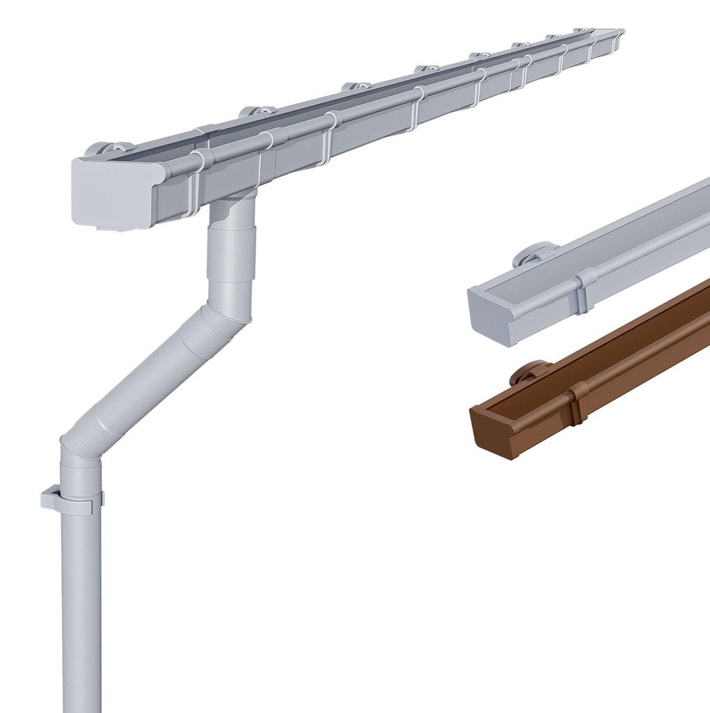 INEFA Dachrinnen Set PVC, NW83 / 83mm Kastenrinne 6m Grau, Produktbild 