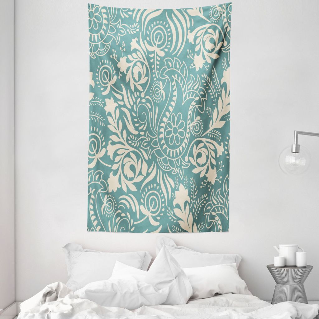 ABAKUHAUS Blumen Wandteppich und Tagesdecke, Marrakesch Paisley aus Weiches Mikrofaser Stoff Waschbar ohne Verblassen Digitaldruck, 140 x 230 cm, B...