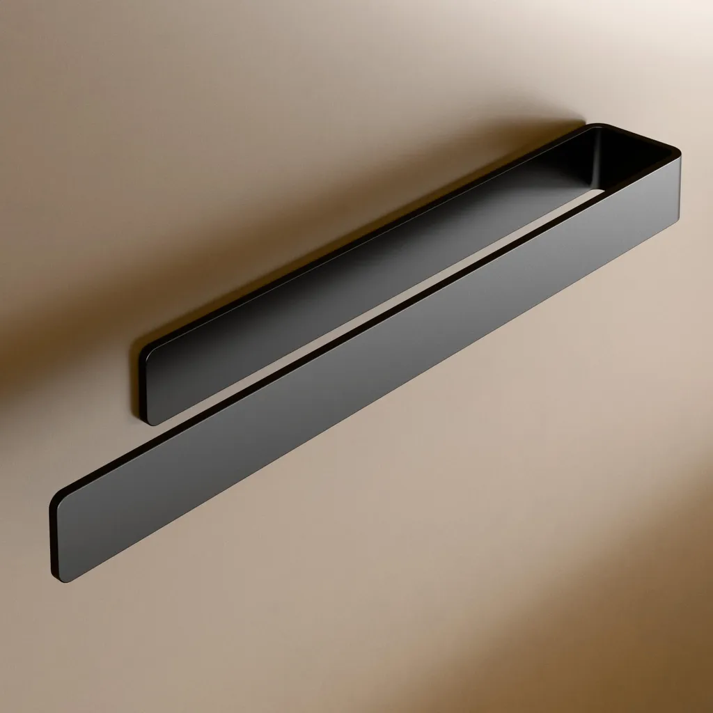 Barre porte-serviette murale noire de 40cm, fixation facile sans trous