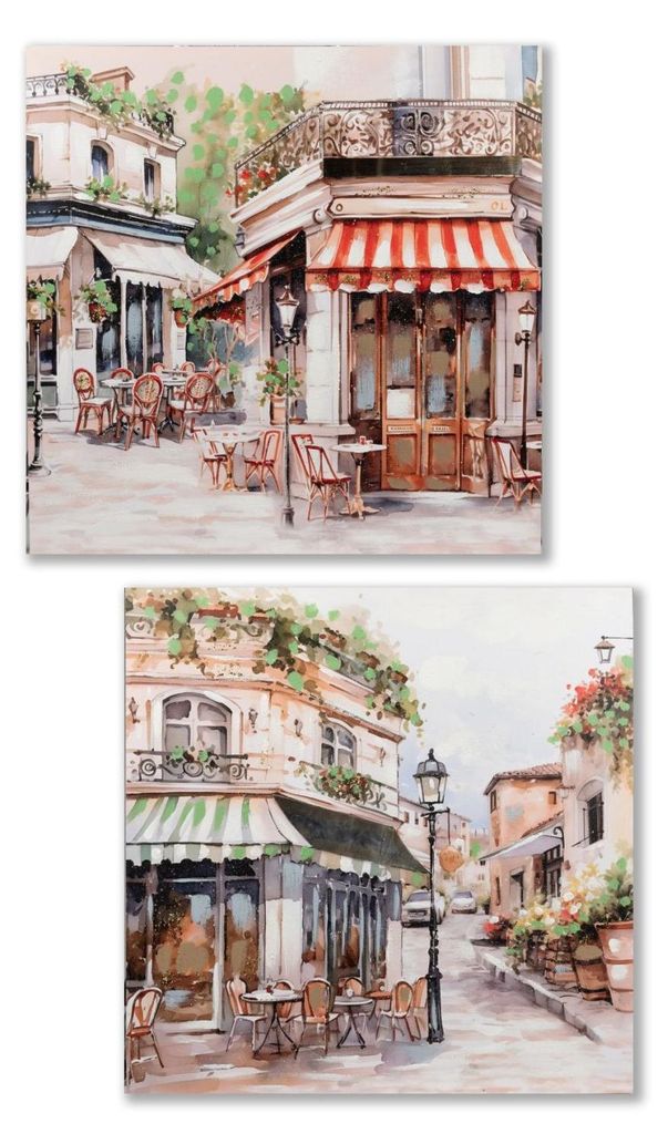 Wandbilder STADTCAFÉ, 60x60, 2er-Set, Leinwand, Formano Wanddeko