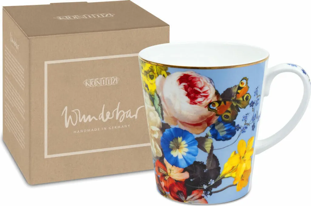 Könitz Becher Wunderbar Flourish - Bouquet, Tasse mit Geschenkbox, Bone China, 600 ml, 11 5 255 2758