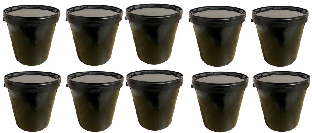 SILPLAST Eimer mit Deckel 30L x 10 Kunststoffeimer 30 Liter lebensmittelecht stapelbar Plastikeimer leer Schwarz