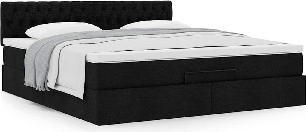Maison Exclusive - Ottoman-Bett mit Matratze Schwarz 180x200 cm Stoff