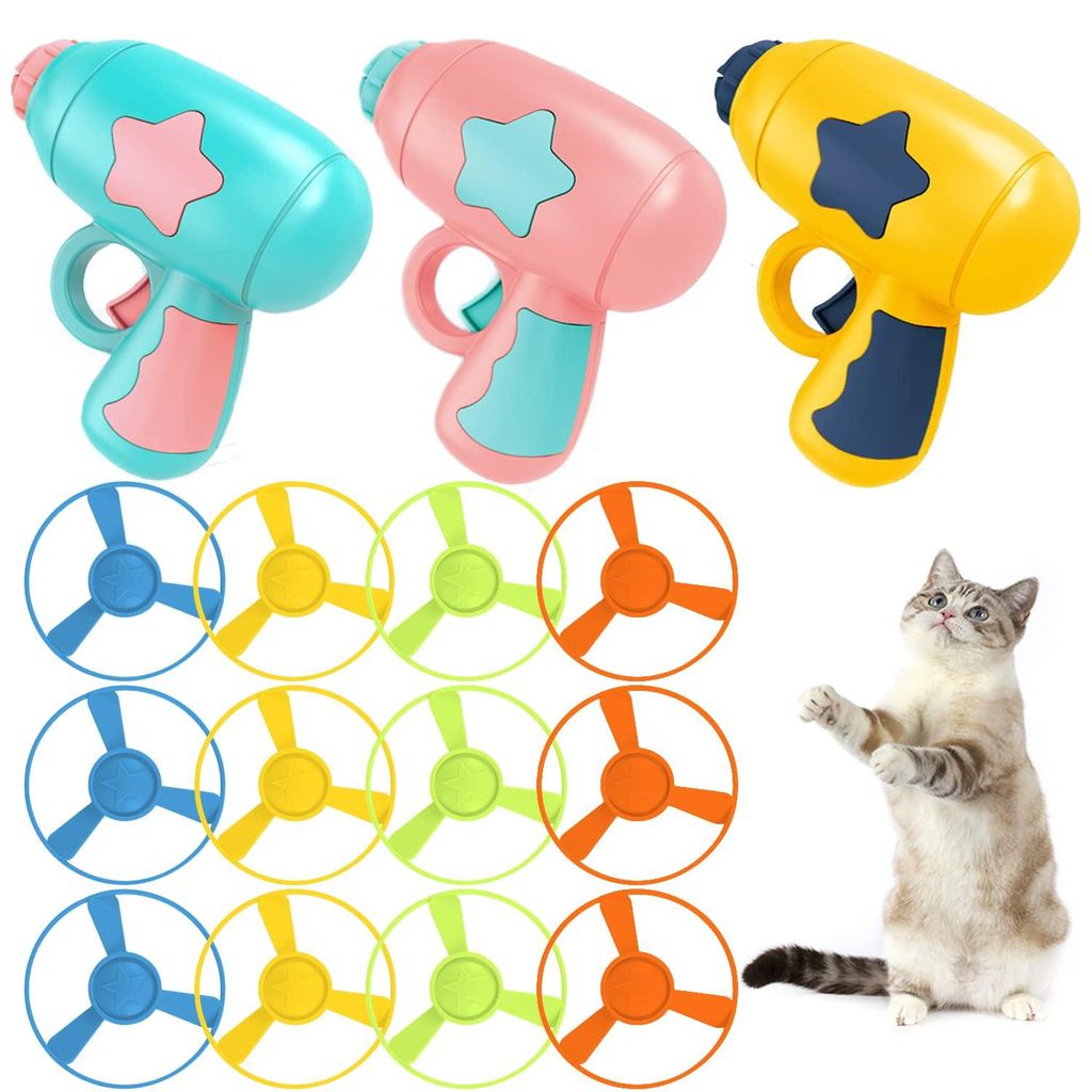 15-teiliges Apportierspielzeug für Katzen mit buntem Propeller-Set, interaktives Katzenspiel-Tracking-Spielzeug für das Jagen von Kätzchen