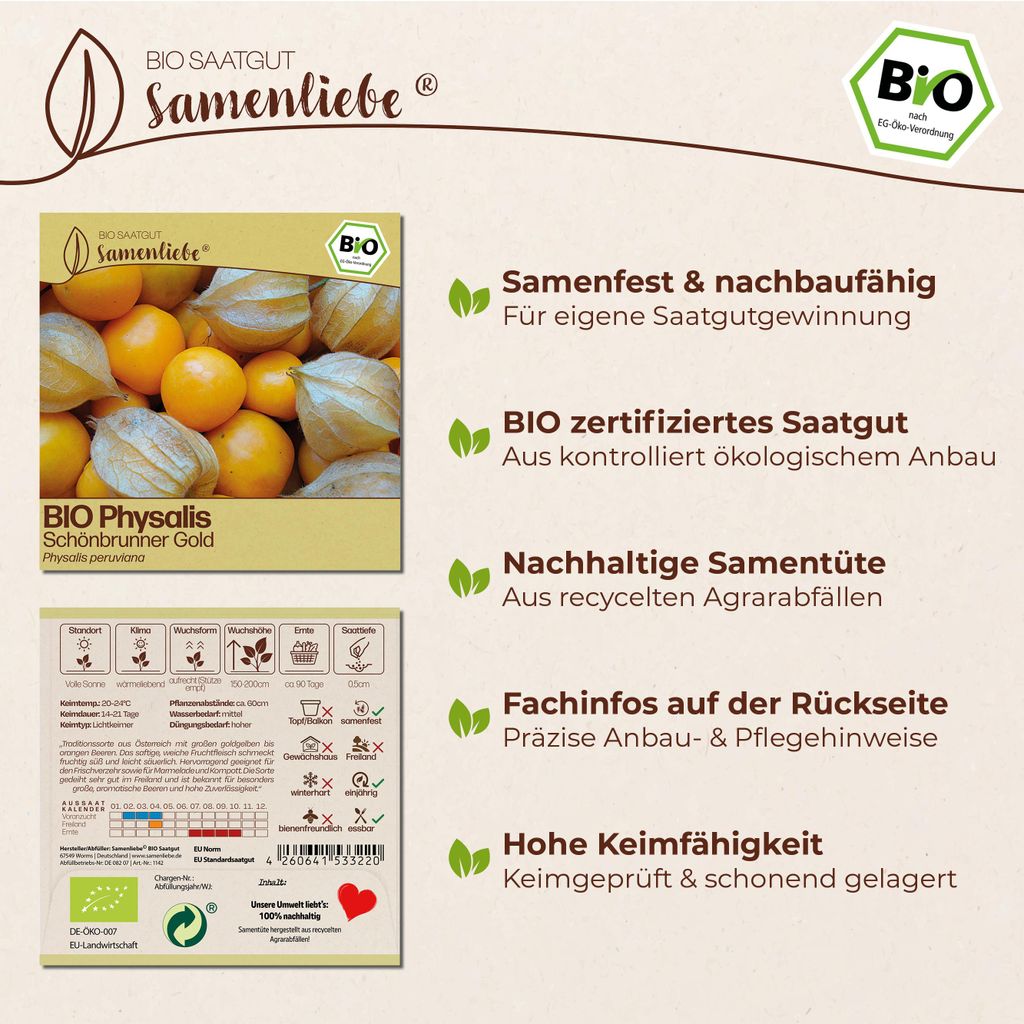 Samenliebe Physalis Samen | Schnbrunner Gold -