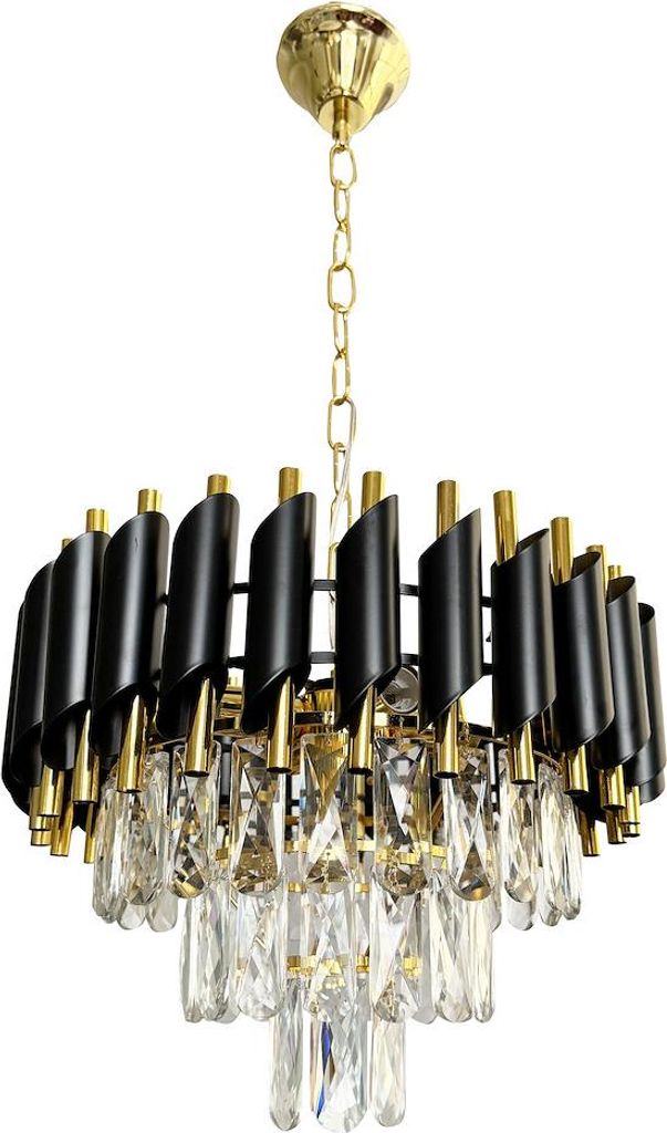 Żyrandol CRISTAL złoto-czarny-przezroczysty 5xE14x40W Zdjęcie produktu 