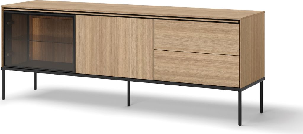 yourhouse24 TV-Lowboard VISSO VI-07 mit Beleuchtung Eiche linear