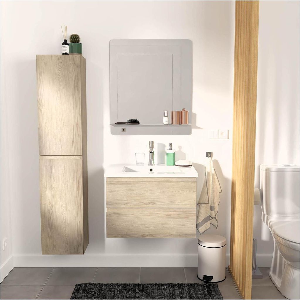 Einzelmöbel + Waschbecken + Spiegel + SORRENTO-Hochschrank