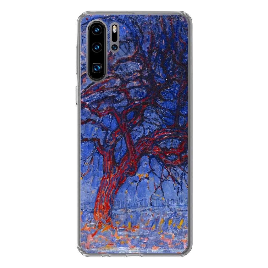 MuchoWow Handyhülle Schutzhülle Hülle für Huawei P30 Pro Roter Baum - Piet Mondrian Silikon Softcase Handy Hülle - Schutzdeckel