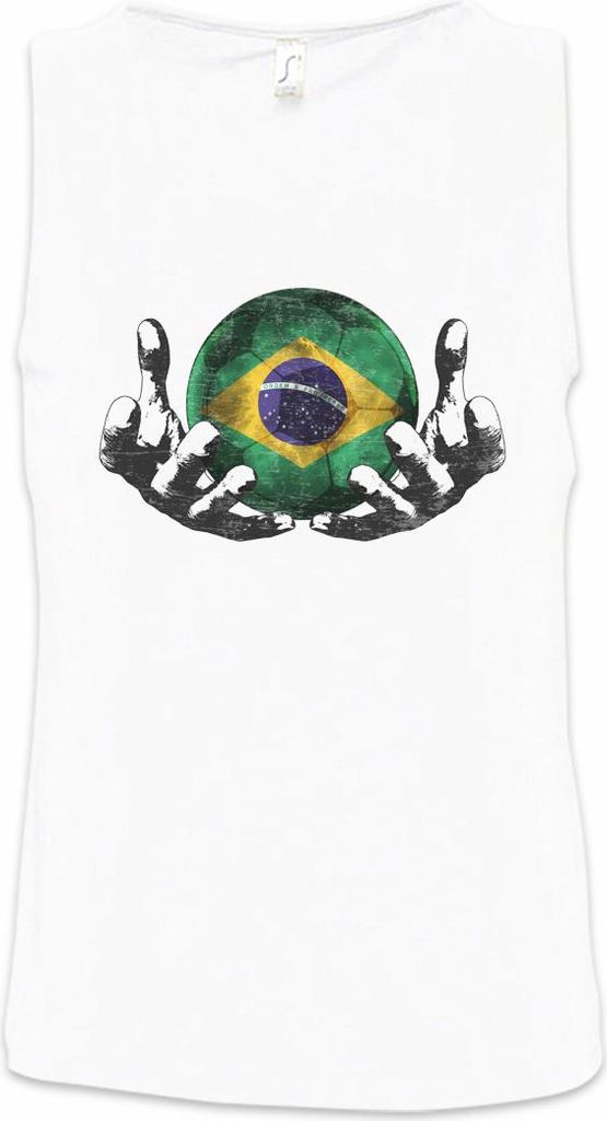 Urban Backwoods Brazil Football Magic Ball, Ärmelloses T-Shirt, Farbe: Weiß, Größe: XL