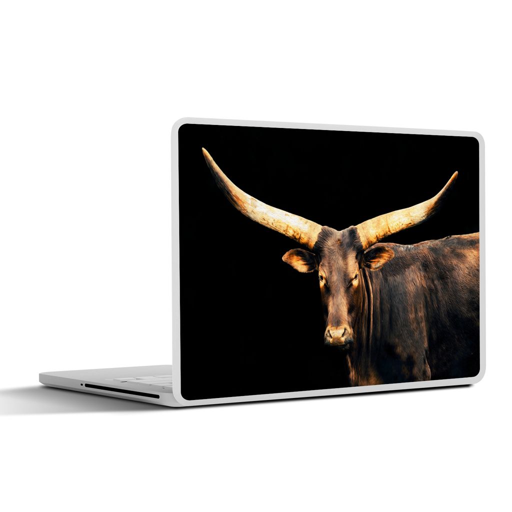 MuchoWow Laptop Aufkleber Sticker Cover Kuh - Watussi - Braun 31x22.5 cm - Laptop-Deko