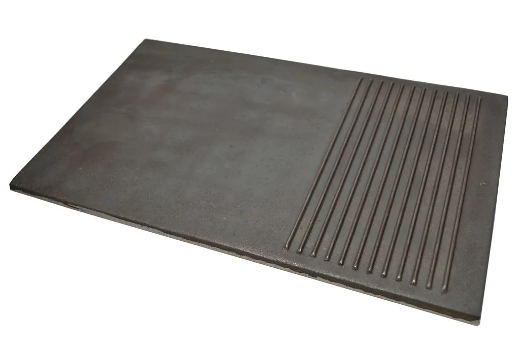 Plaque de Gril Striée et Lisse 50x30 en Fonte Massive Haute Qualité