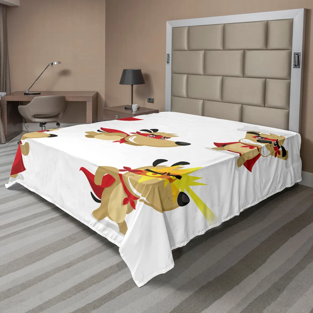 Drap Lit Chien Doux et Confortable Motif Superhero Vision Laser Rouge