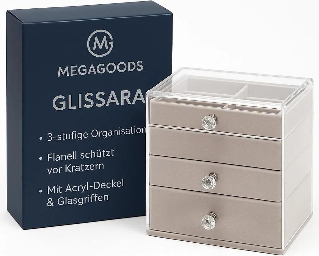 Boîte à bijoux 3 niveaux en flanelle pour bagues et colliers - Rose Poudré