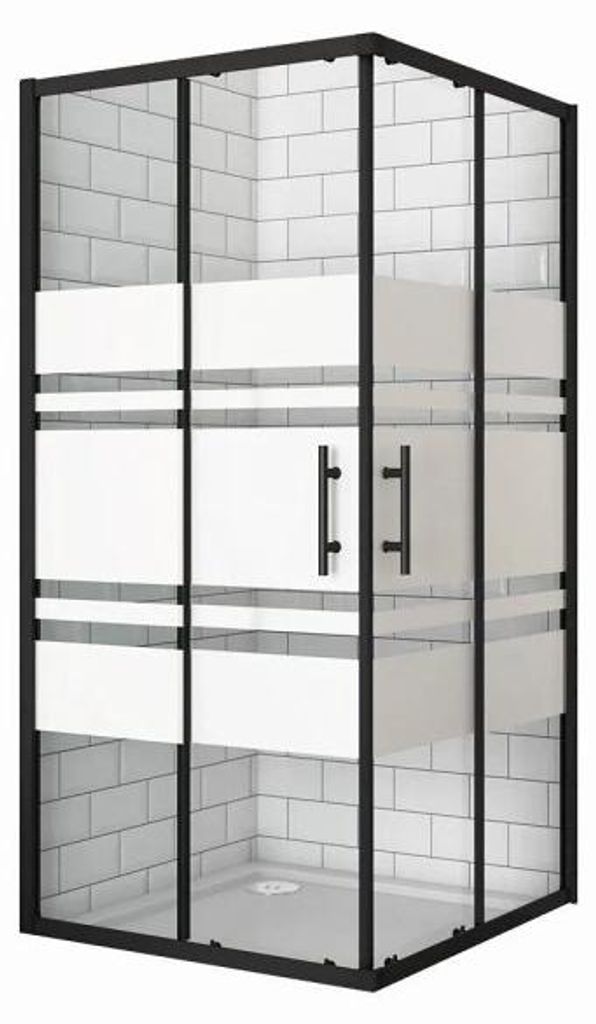 AICA Eckeinstieg 90x90x195cm 6mm ESG mit Blickdichten Produktbild 