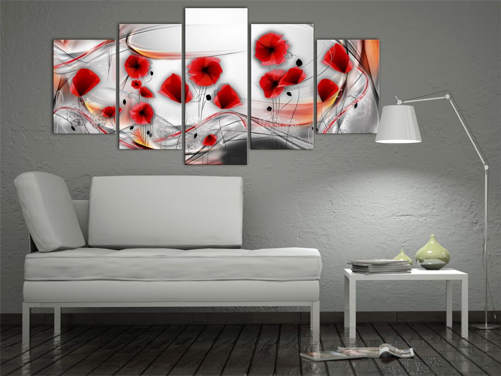 Akustikbild Blumen 200x100 cm Bilder Akustikschaum Hochleistungsschallabsorber Schallschutz Leinwand 5 tlg Wandbild Raumakustik Schalldämmung 0201...