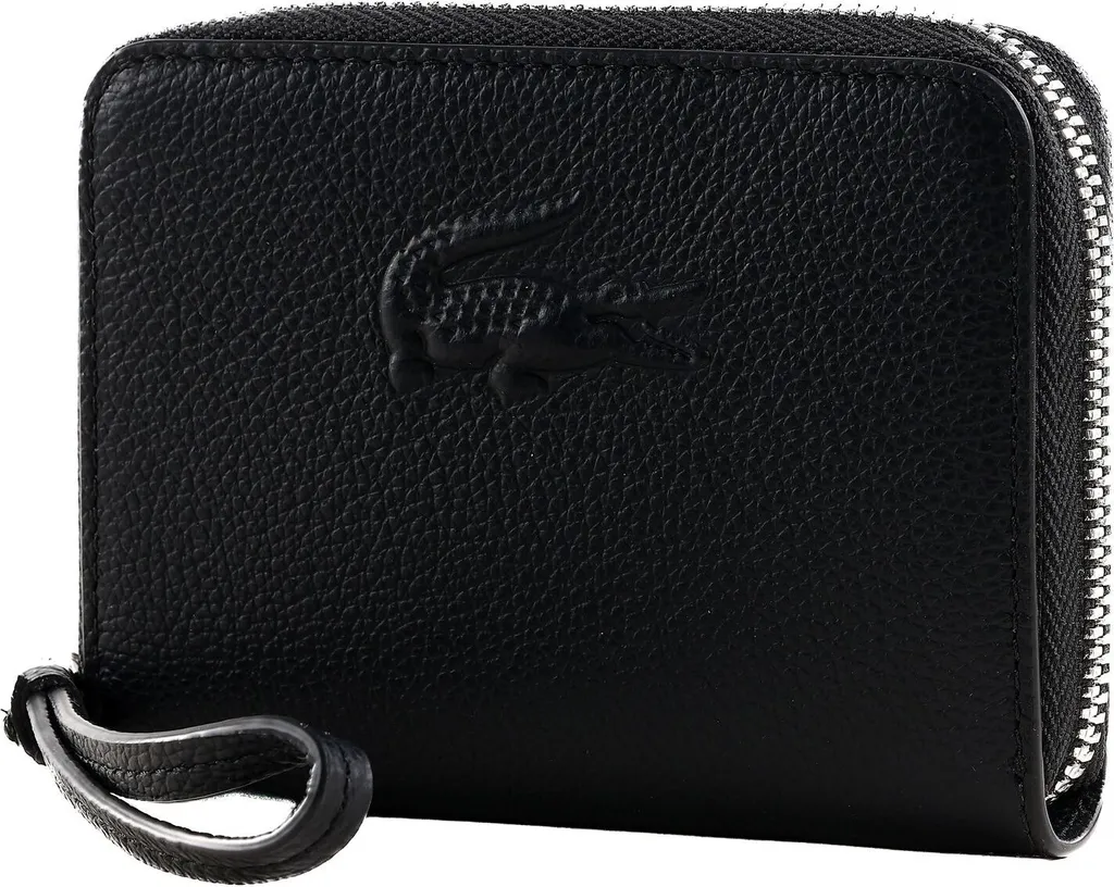 Porte-monnaie compact Lacoste en cuir contre l'encombrement