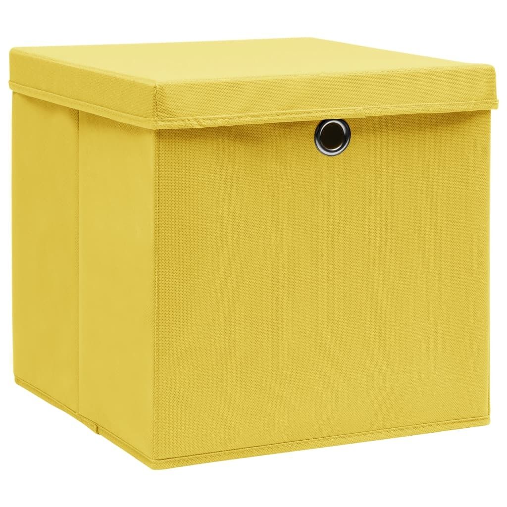 Hochwertige Aufbewahrungsboxen mit Deckeln 4 Stk. - Gelb 32x32x32 cm Stoff, Aufbewahrungsboxen DE3991