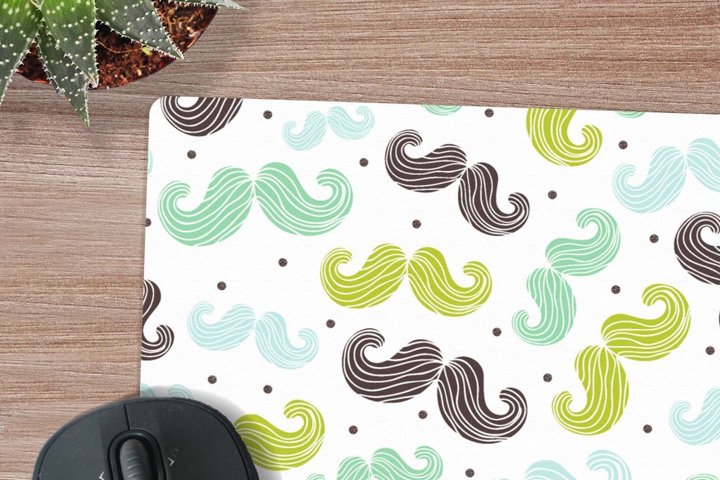 MuchoWow Schreibtischunterlage Muster - Schnurrbart - Farben - Jungen - Kinder - Kleiner Junge 60x40 cm - XXL Mauspad - Großes Mauspad