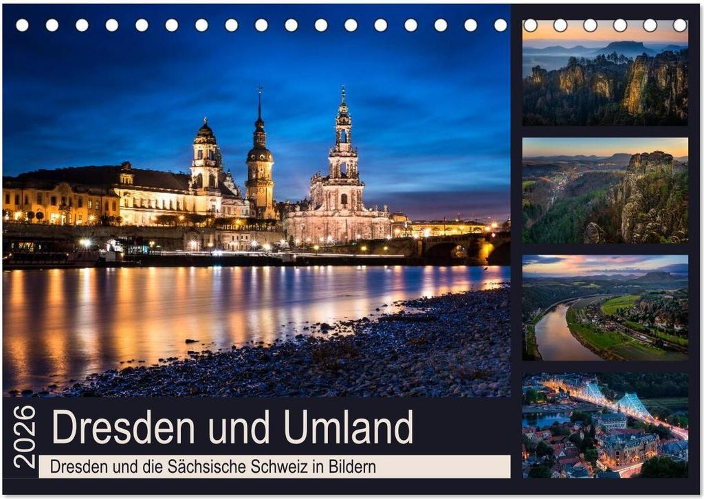 Dresden und Umland (Tischkalender 2026 DIN A5 quer), CALVENDO Monatskalender
