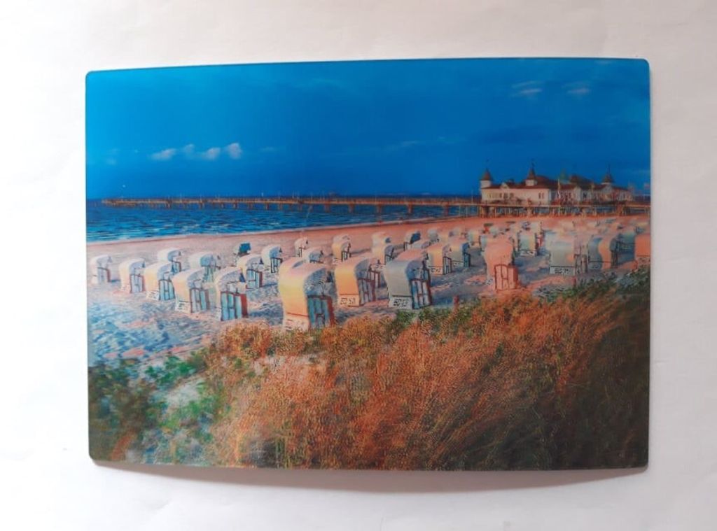 3 D Ansichtskarte Strandkörbe, Insel Usedom, Postkarte Wackelkarte Hologrammkarte, Strand