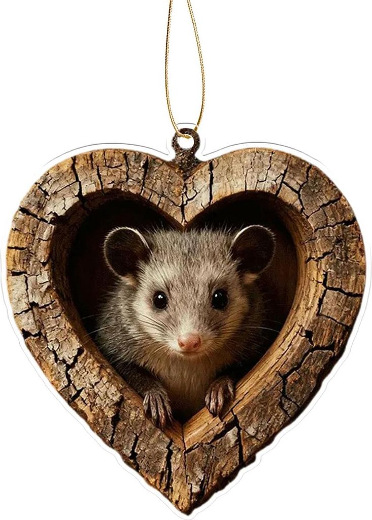 Herzförmiger Tier-Weihnachtsbaumschmuck, 2D-Acryl-Waldtier-Dekoration, Waldtier-Anhänger für den Weihnachtsbaum, Geschenk für Tierliebhaber