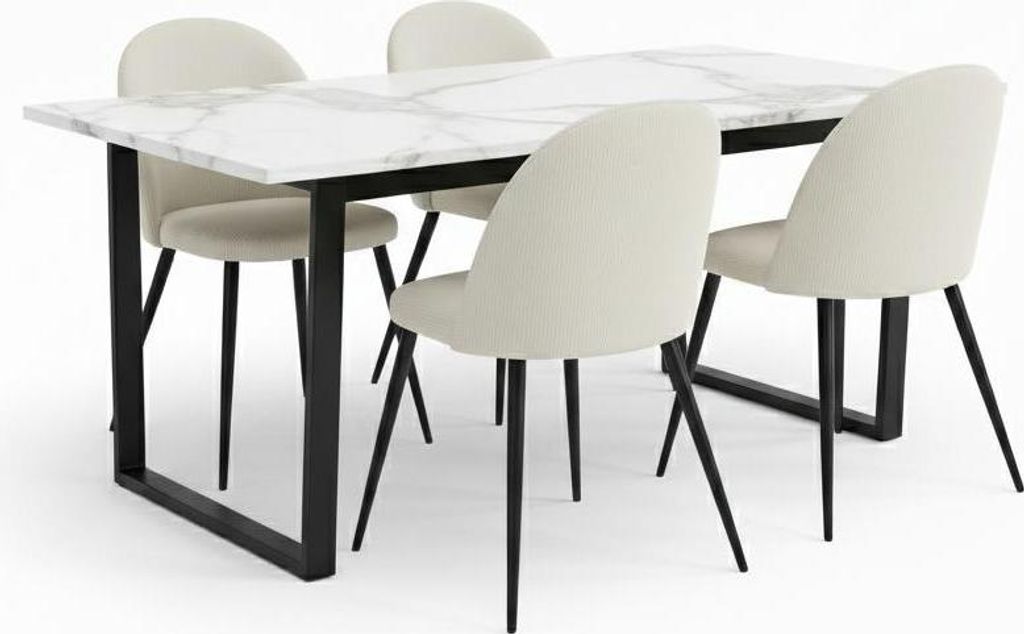 Tilst Essgruppe Esstisch mit weißem Marmordruck und 4 Produktbild 
