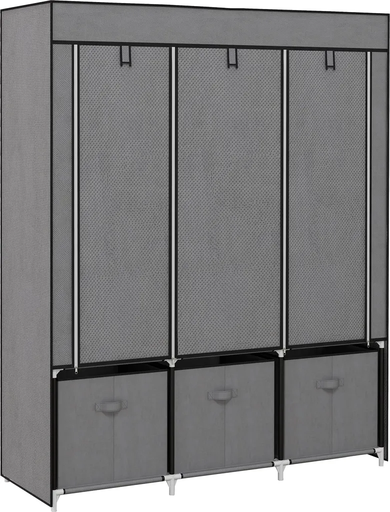 Armadio da Campeggio Fortuna Lai 125x162,5cm - Guardaroba Stoffa Grigio
