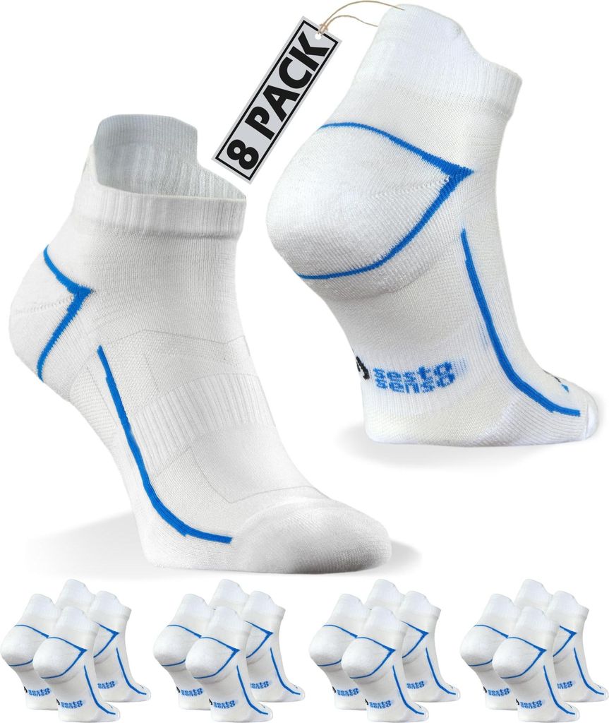Sesto Senso Sportsocken Quarter Unisex Zum Laufen Weiß Größe 39-42 - 8er-Pack