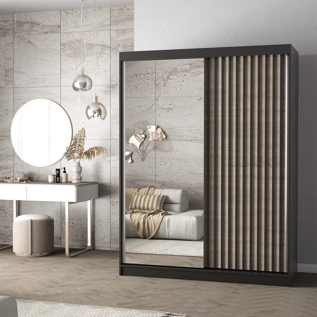 Schwebetürenschrank Kleiderschrank Schrank 150cm Produktbild 