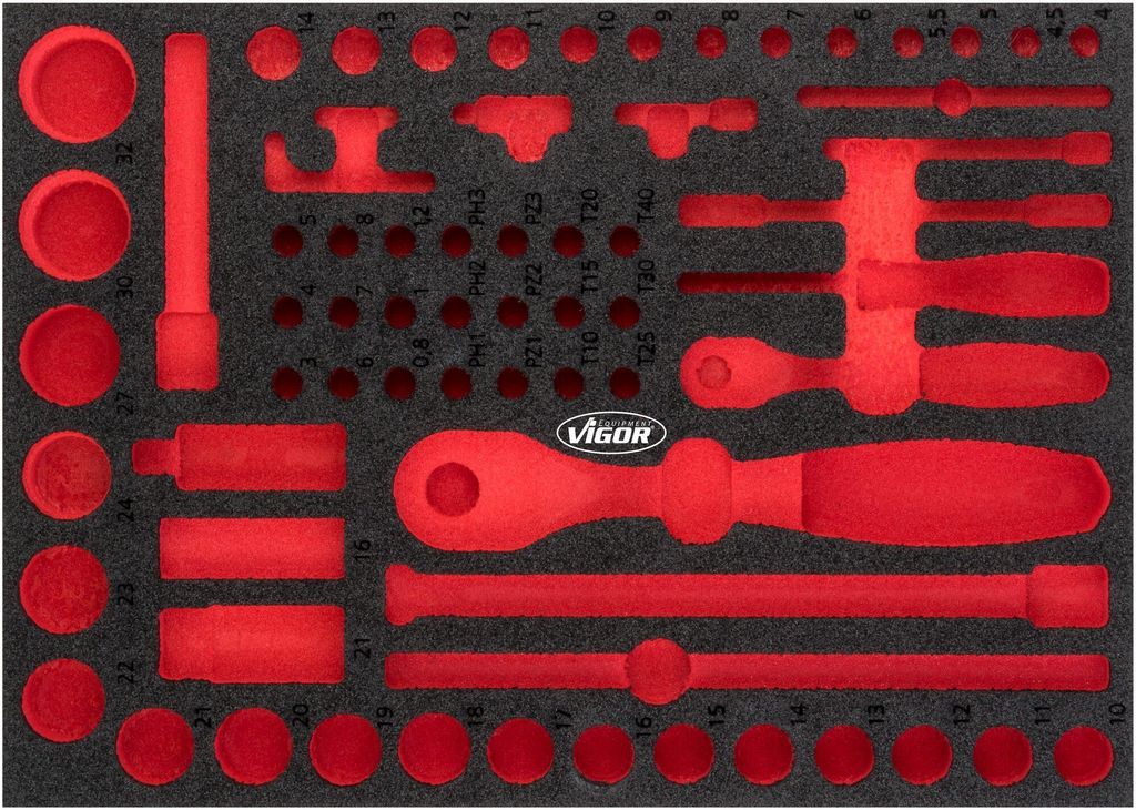 Vigor V5103-L, Teiler-Set, Schwarz, Rot, Schaum, 393 mm, 282 mm, 35 mm