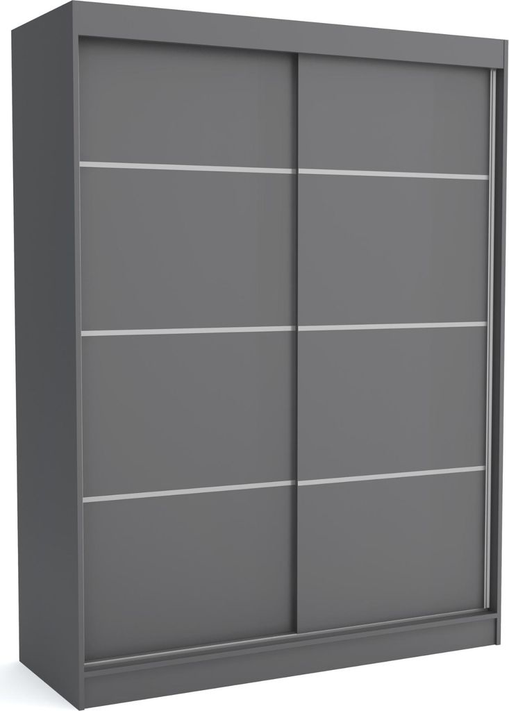 Kleiderschrank ROB ANTHRACITE 160x60x215 cm – Schiebetüren, Kleiderstange & Regalböden – Moderner Schrank für Schlafzimmer oder Ankleidezimmer,