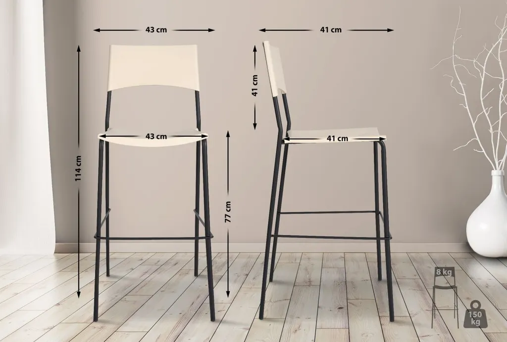 Sgabello da bar Genua nero crema: Eleganza Moderna per Cucina e Locali - 2