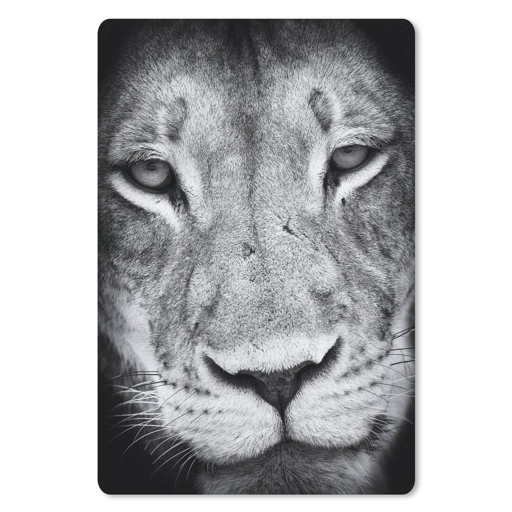 MuchoWow Mauspad Mousepad Tierprofil Löwenkopf in schwarz und weiß 40x60 cm - Mousepads - Maus Mat - Pad - Mausunterlage - Schreibtisch Accesoire