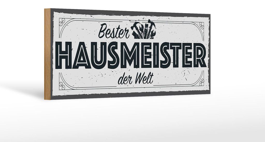 Holzschild Spruch 27x10cm Bester Hausmeister der Welt Produktbild 