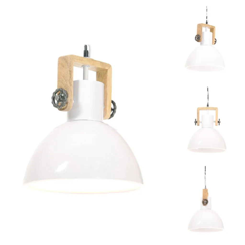 Lampe industrielle ronde blanche 30 cm métal E27 luminaire chic